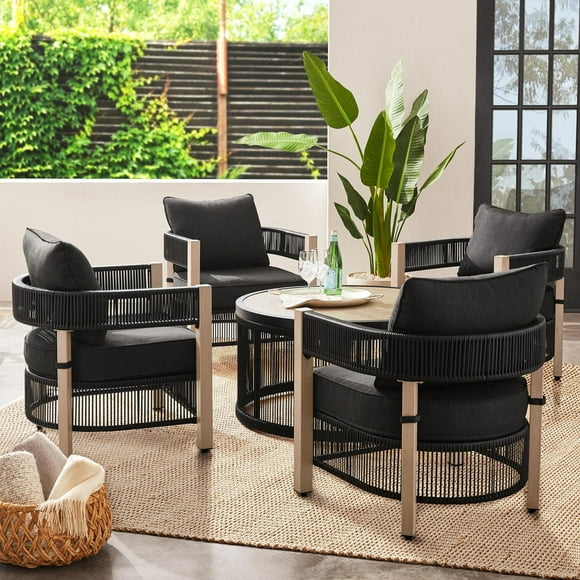 Better Homes & Gardens Tarren 5-Piece Patio Outdoor Conversation Set - Black