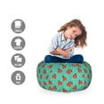 thumbnail image 2 of Modern Storage Toy Bag Chair, Ladybugs with Little Star Motifs Spring Nature Pattern on Blue Background, Stuffed Animal Organizer Washable Bag, Large Size, Teal Red Black, by Ambesonne, 2 of 3