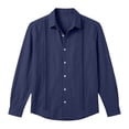 thumbnail image 4 of Guayabera Linen Shirts for Men Short Sleeve Button Down Shirt Hawaiian Shirt Hippie Summer Beach Vacation Shirts Navy L, 4 of 5