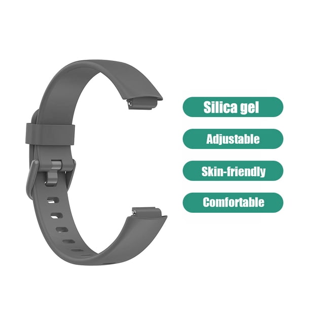 Correa de muñeca impermeable de reemplazo de banda de silicona para Fitbit Inspire 3 (gris L)