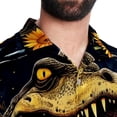 thumbnail image 5 of Crocodile Starry Sky Sunflower Men's Casual Poplin Button Down Short Sleeve Shirts for Summer Beach - Unisex, 5 of 6