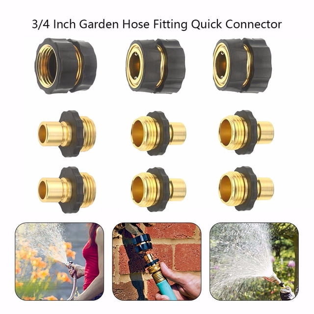 PEONAVET Water Connection 3/4 Inch Garden Hose Fitting Quick Connector Male and Female Set, 2 Set