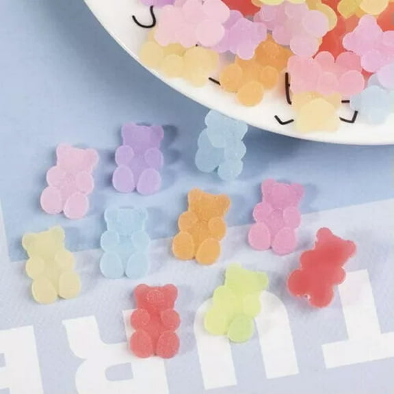 EOEMY 25Pcs Flatback Resin Jelly Drops Cabochons Slime Charms Gummy Bear Candy Sweets