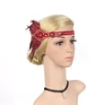 thumbnail image 2 of Hontri Heardband in Clearance, Gatsby Flapper Feather Headband 20S Accessories Crystal Beaded Wedding Headpiece, Female Wine Red One Size, 2 of 8