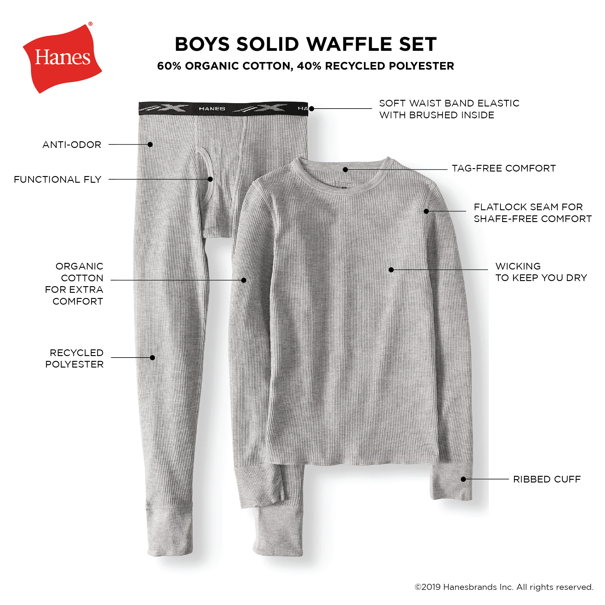 Hanes Boys Thermal Underwear X-Temp Waffle Set with FreshIQ (Little Boys & Big Boys) - image 4 of 4