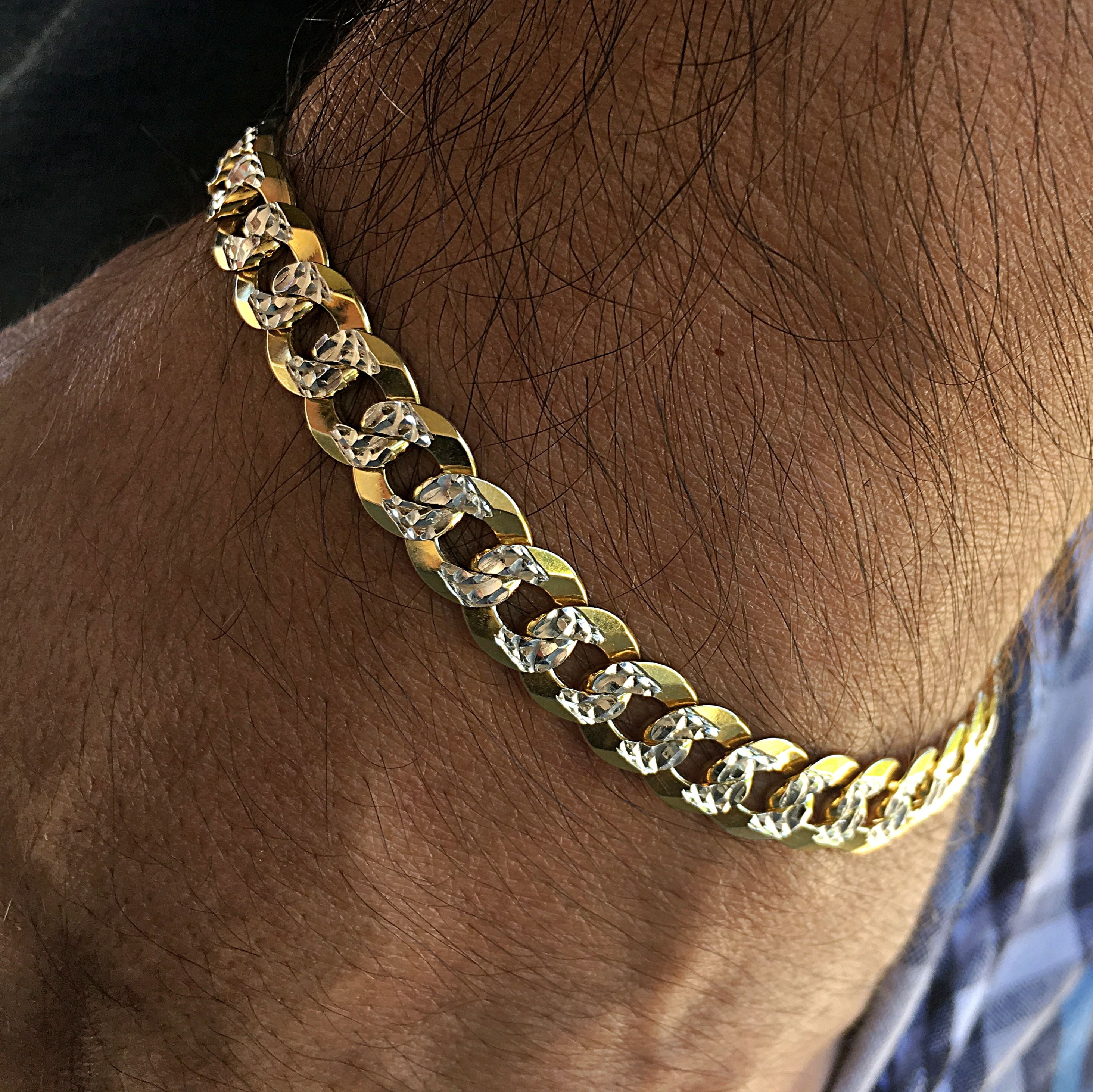 Bling Cartel - Men's Diamond Cut Bracelet 14K Gold Plated On Solid 925
