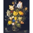 thumbnail image 2 of Jan Brueghel The Elder Workshop 12x14 Black Ornate Wood Framed Double Matted Museum Art Print Titled: Still Life with Bouquet of Flowers (ca. 1610 - 1625), 2 of 5