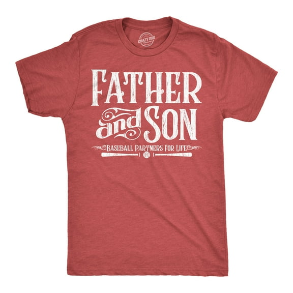 Mens Funny T Shirts Father and Son Baseball Partners for Life Sarcastic Fathers Day Graphic Tee for Men Graphic Tees