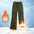 thumbnail image 4 of Hilenly Plus Size Cargo Pants Women Baggy Wide Leg Fleece Lined Pants Drawstring Waisted Y2k Low Rise Flare Pants with Pockets, 4 of 6