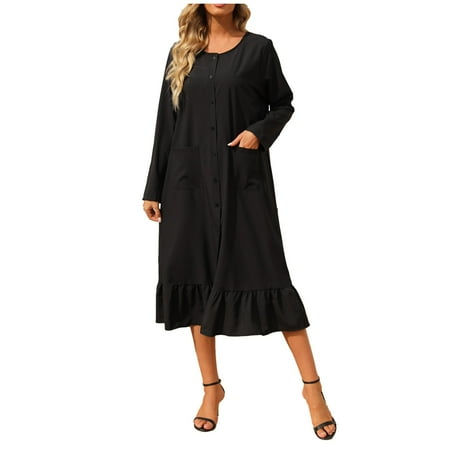 

Pianpianzi Fancy Party Dresses for Women 2017 Nightgown Dress Cat Dresses for Women Women S Casual Long-Sleeved Solid Color Ruffled Elegant Temperament Long Dress