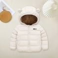thumbnail image 2 of Karoyedx Fall Jackets for Teen Girls Baby Hooded Jacket Boys Girls Light Puffer Winter Coats Toddler Ears Zipper Up Coats Outwear Beige Size,5-6 Years, 2 of 4