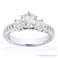 thumbnail image 2 of Round Cut Forever ONE D-E-F Moissanite Antique-Style Three-Stone Engagement Ring in 14k White Gold, 2 of 5