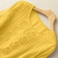 thumbnail image 7 of kaprioy Linen Shirts for Women Summer Retro Embroidered 3/4 Sleeve Boho Tops Dressy Casual Blouses Teacher Loose Tunics Yellow, XXL, 7 of 7