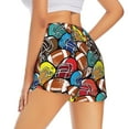 thumbnail image 2 of Uemuo American Football Pattern Women's Athletic Shorts High Waisted Running Shorts with Liner Pockets Gym Elastic Workout Shorts-Medium, 2 of 9