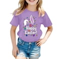 thumbnail image 4 of Icvfdpl T-Shirts pour Filles Rentrée des Classes, Enfants Pâques Col Rond Manches Pétales Couleur Unie T-Shirts Confortables pour Usage Quotidien 3-4 Ans, 4 of 4