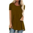 thumbnail image 2 of AOOCHASLIY Spring Saving Women's Fashion Summer Round Neck Leisure Short Sleeve Solid Tops, 2 of 5