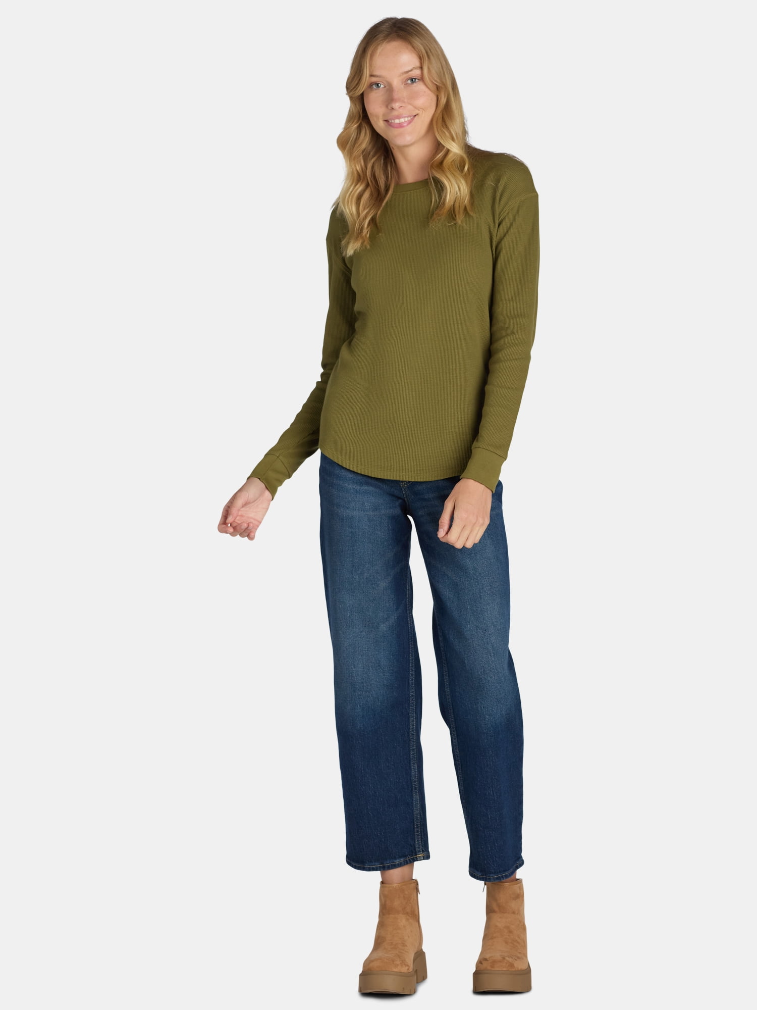 Time and Tru Women’s Essential Thermal T-Shirt with Long Sleeves, Sizes XS-XXXL