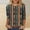 #0054-Brown, variant on Womens Tops Crew Neck Soft Blouses Boho Print with Floral 3/4 Sleeves Slim Fit Stretchy Casual Party Tops Gift