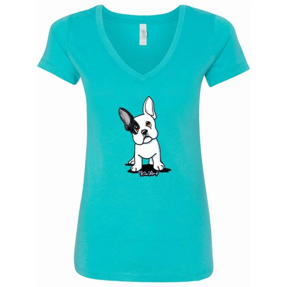 Inktastic B/w Frenchie (darks) Women's V-Neck T-Shirt