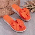 thumbnail image 5 of KEGIRLOM Women's Fashionable Casual Beach Outerwear Versatile Solid Color Bow Round Toe Wedge Sandals Orange 9.5, 5 of 9