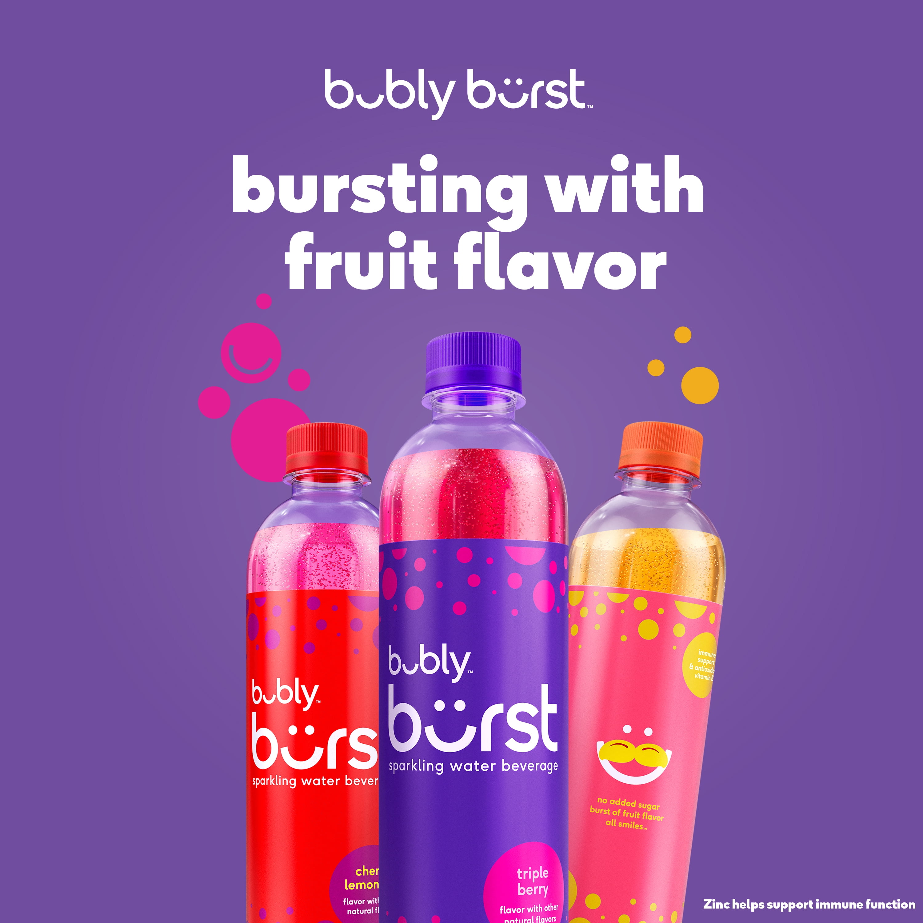 Bubly Burst Sparkling Water Triple Berry 16.9 Fl Oz