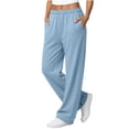 thumbnail image 2 of Women's Wide Leg Sweatpants High Waisted Baggy Lounge Pants with Pockets Soft Oversized Joggers, 2XL, 2 of 7
