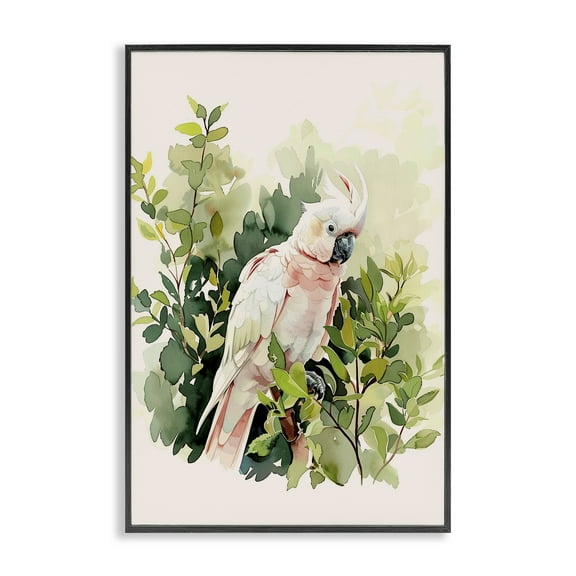 Stupell Industries Tropical Parrot Cockatoo Animals Painting Black Framed Art Print Wall Art, 12 x 18
