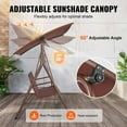 thumbnail image 4 of Brown Patio Swing Chair with Canopy, 3-Seater Alloy Steel Outdoor Swing for Backyard, 4 of 11