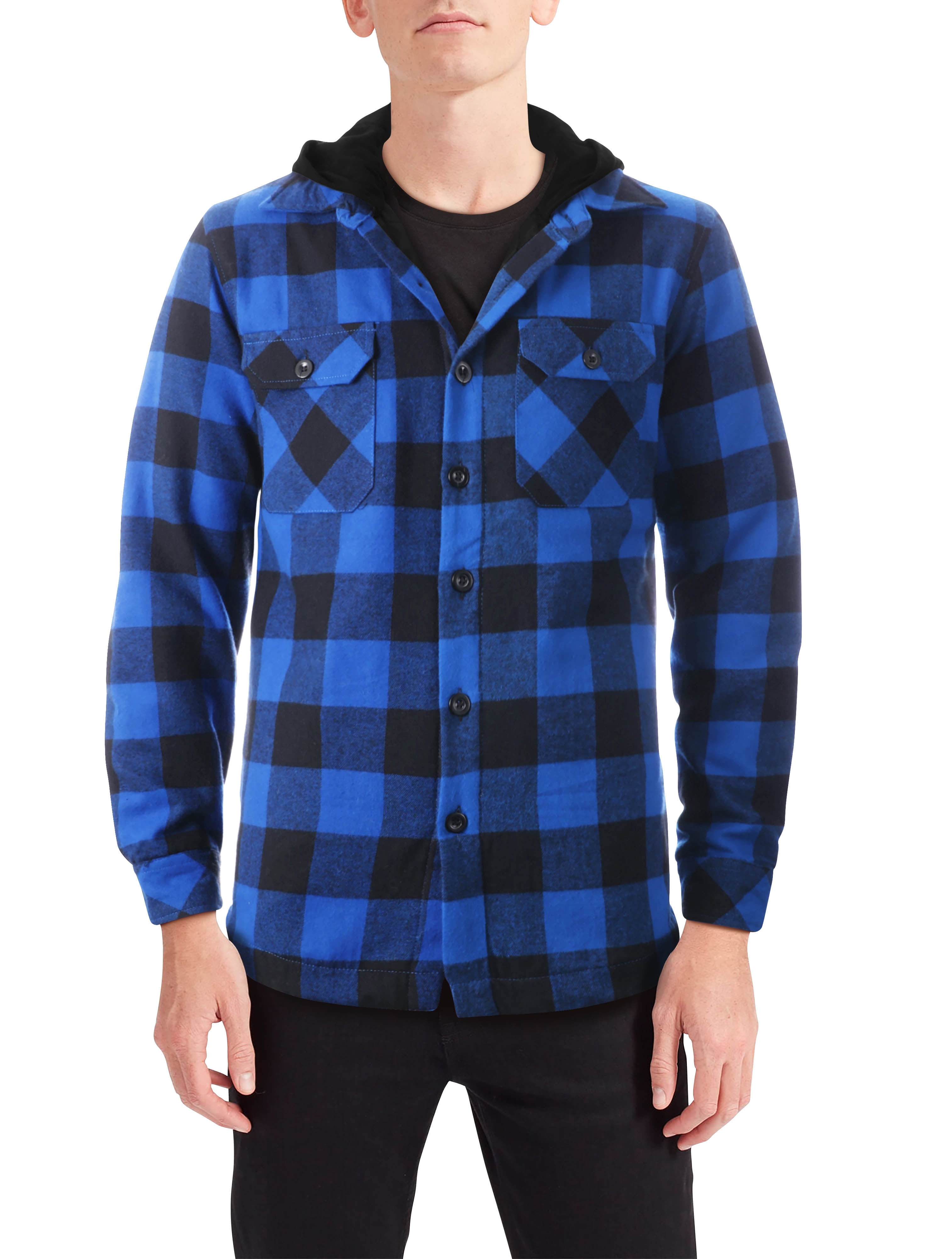 Hat and Beyond Men's Flannel Hooded Shirt Long Sleeve Lined Jacket