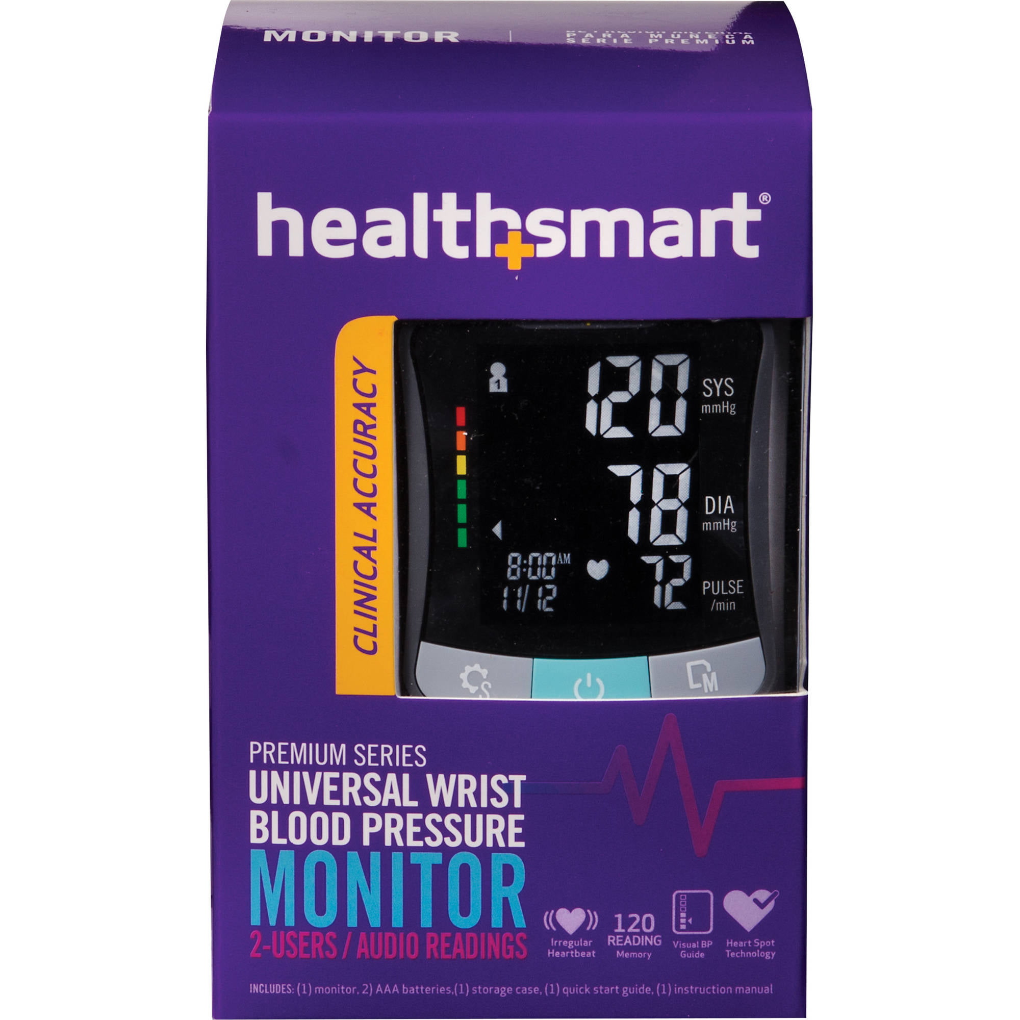 Mabis Digital Wrist Blood Pressure Monitor with 120-reading Memory and Storage Case