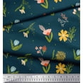 thumbnail image 2 of Soimoi Blue Poly Georgette Fabric Artistic Leaf & Floral Print Sewing Fabric Yard 52 Inch Wide, 2 of 5
