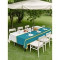 thumbnail image 4 of Outdoor Tablecloth with Umbrella Hole for Patio/Picnic/Party/Camping, Modern Teal Gold Waterproof Table Cloth Rectangle Table Cover Washable, Minimalist Geometric Yellow Striped (54"x 80"), 4 of 8