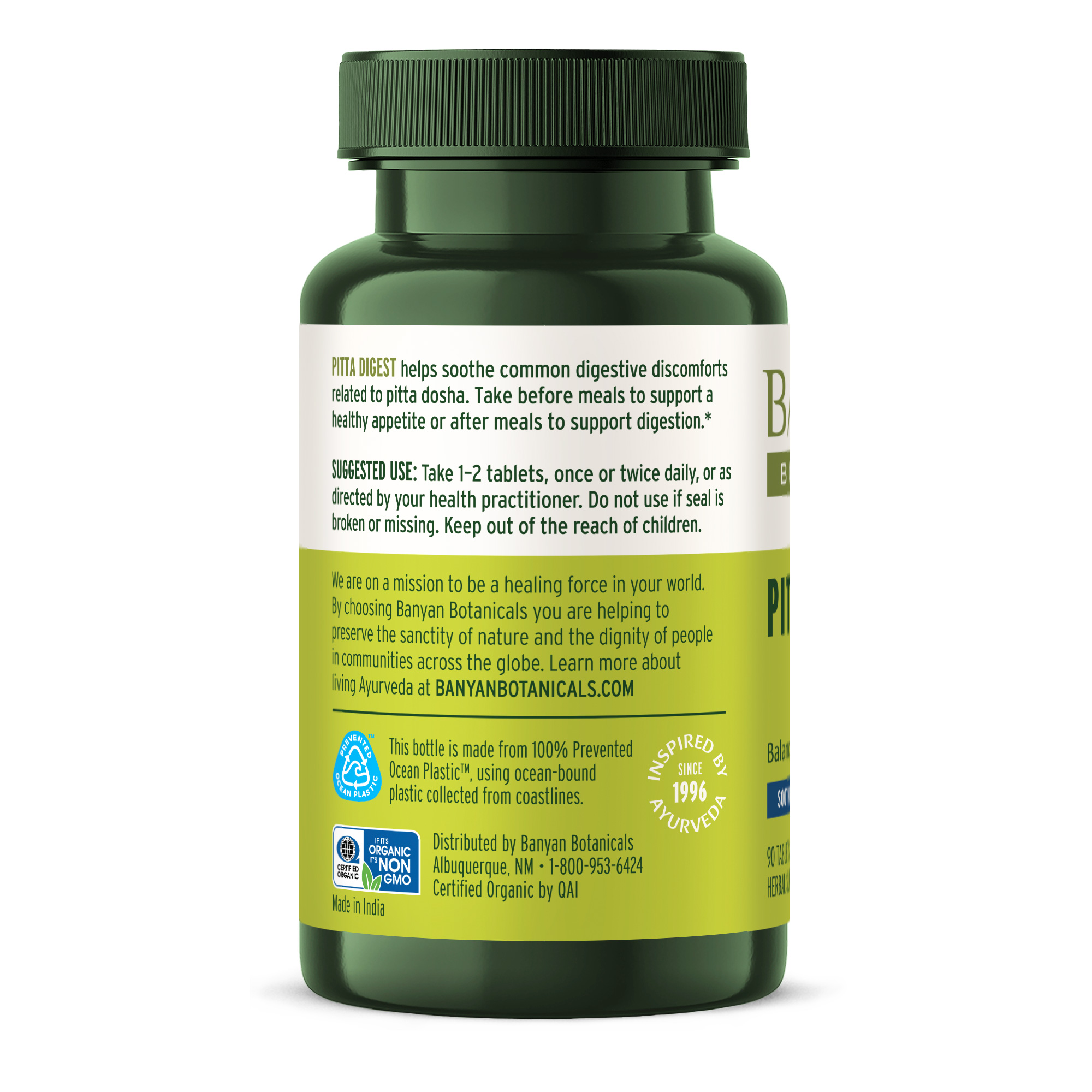 Banyan Botanicals Pitta Digest - USDA Organic, 90 Tablets - Cooling & Soothing for a Hot Digestive System*