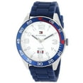thumbnail image 1 of Tommy Hilfiger 1790977 Men's Cal White Dial Blue Silicone Strap Watch, 1 of 1