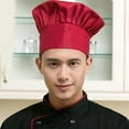 thumbnail image 2 of Chef Hat Adult Adjustable Elastic Baker Kitchen Cooking Chef Cap(Dark Red), 2 of 5