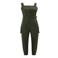 thumbnail image 1 of Combinaison Cargo Décontractée pour Femmes Sans Manches avec Poche Ceinture Pantalon Crayon Ample Rouge s, 1 of 6