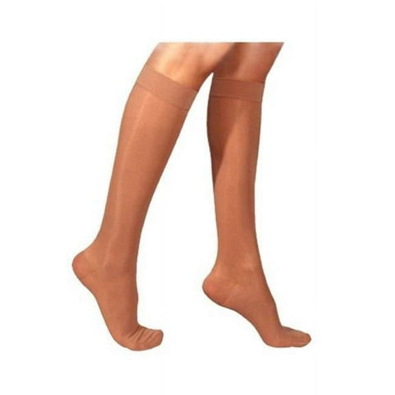 Sigvaris Essential 862 Opaque Women's 20-30 Closed Toe Knee High Compression Stockings Suntan SL Long
