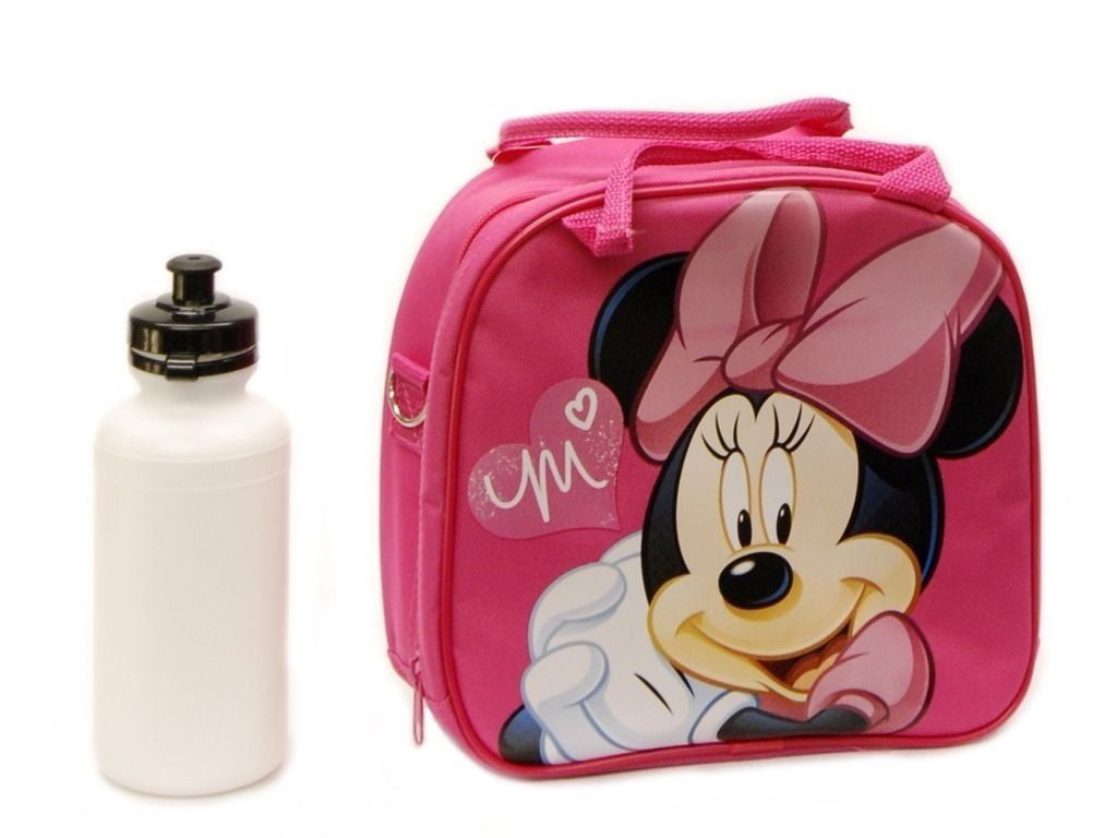 Disney Minnie Mouse Lunch Box Bag with Shoulder Strap and Water Bottle by