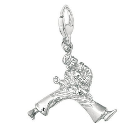 EZ Charms Sterling Silver Karate Kicking Boy Charm