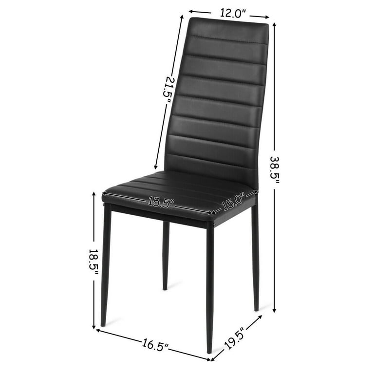 Gymax Black Set of 6 Dining Side Chair PVC High Back Metal Legs Kitchen Home Furniture