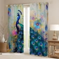 thumbnail image 2 of Feelyou 3D Peacock Animal Curtains Pack of 2 (42x84 Each), Western Flower Floral Curtains Blackout, Vintage Art Fashion Bedroom Curtains, Black Out Curtains Decor, 2 of 6