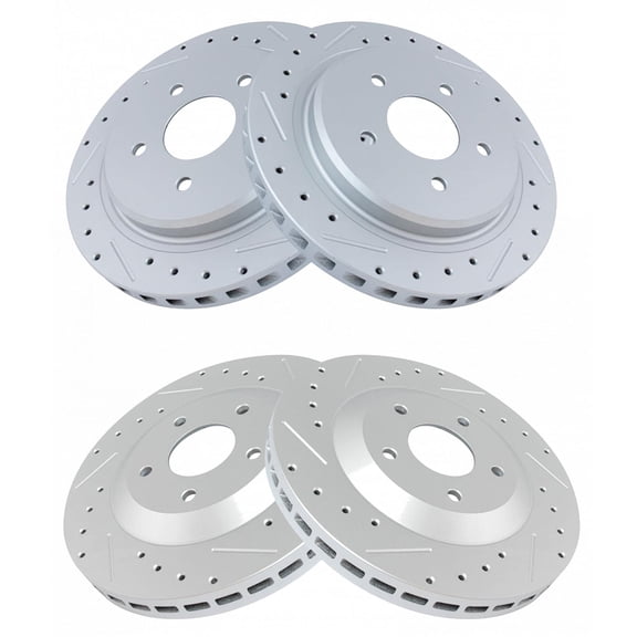 TRQ Front & Rear Performance Brake Rotors Set Vented Premium G-Coated Cross Drilled & Slotted Fits Select 1997-2004 Chevrolet Corvette
