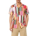 thumbnail image 1 of CAMISA HAWAIANA DE HOMBRES CON RAYAS Y MANGAS CORTAS INSPIRE CHIC, BOTONES, ESTAMPADO, COLOR ROSA ROJO, 1 of 6