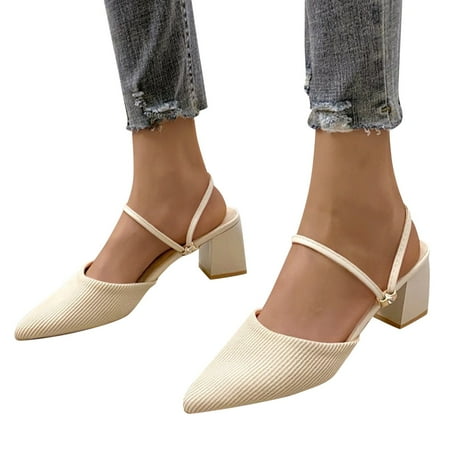 Aayomet Womens Pumps Heels Wide Slip Womens Leisure Casual Shoes Fashion Outdoor Breathable Shoes On Women s Pumps Beige 7.5