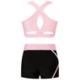 thumbnail image 2 of Manyakai Kids Girls Gymnastics Dance Workout 2 Piece Outfits Crop Top and Shorts Set Pink 14, 2 of 5