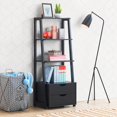 thumbnail image 2 of Costway 4-Tier Ladder Shelf Bookshelf Bookcase Storage Display Leaning With 2 Drawers, 2 of 9