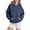 Z1 Navy, variant on Women Hoodies Trendy Solid Basic Letter Loose Long Sleeve Pocket Drop Shoulder Pullovers Top Hooded Sweatshirt for Women