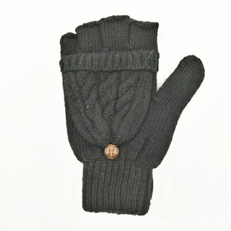 Warm Winter Knit Fingerless Gloves Button Short Arm Sleeve Knitted Cuff Gloves 
