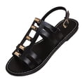 thumbnail image 3 of YgkuHd Women's Casual Flat Loafers Patent Leather Upper Gold-Outlined Croc Embossing Slip-On Style Chunky Sole Comfort Black,5.5, 3 of 9