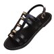 thumbnail image 1 of Sandalias de Playa Negras para las Mujeres Hebilla de Metal Cuero Patente Hueco Fuera Mochilas Planas Verano, Sandalias Planas Negras para las Mujeres, 1 of 8
